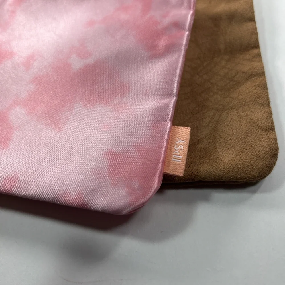Lot 4 Ipsy Cosmetic Bags Furry Suede Like Pink